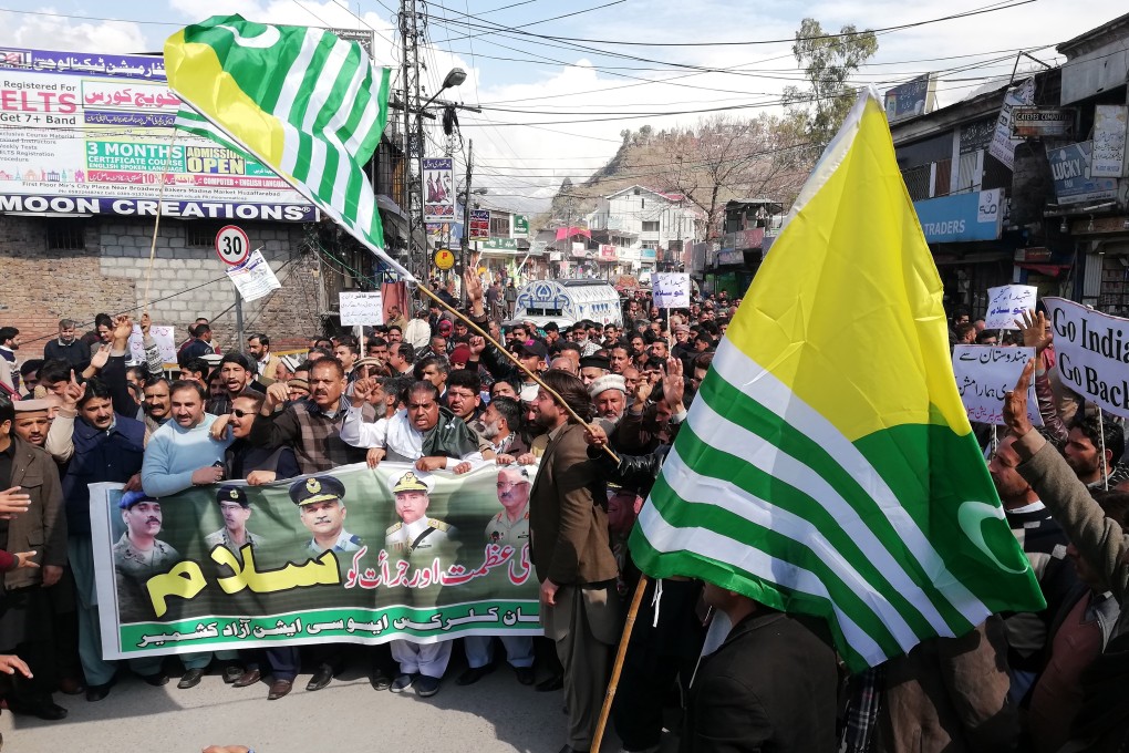 Kashmiris shout slogans during an anti-India protest in Muzaffarabad, the capital of Pakistani-administered Kashmir. Photo: EPA
