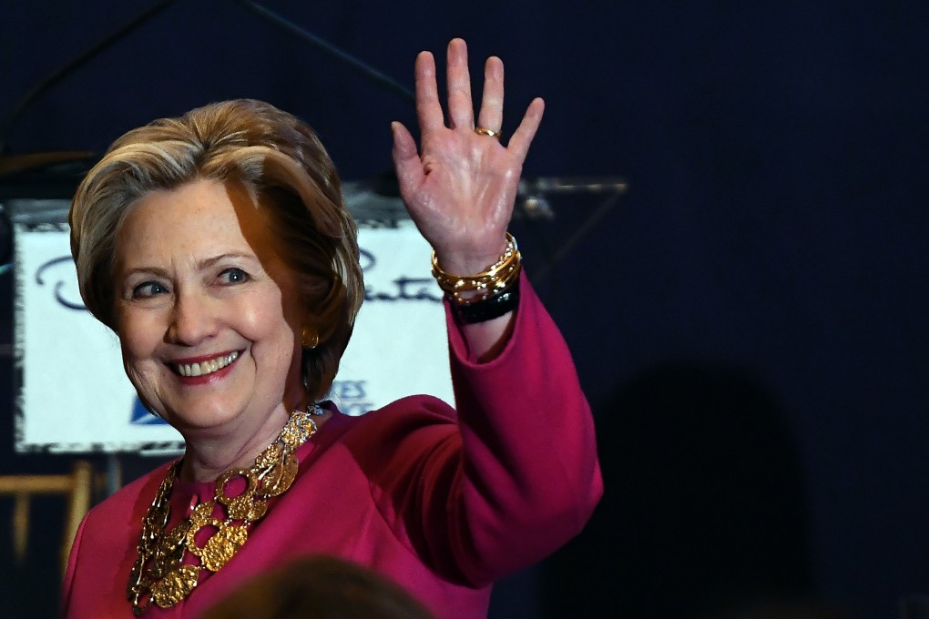 Hillary Clinton waves during a ceremony in New York in February 2017. Photo: AFP