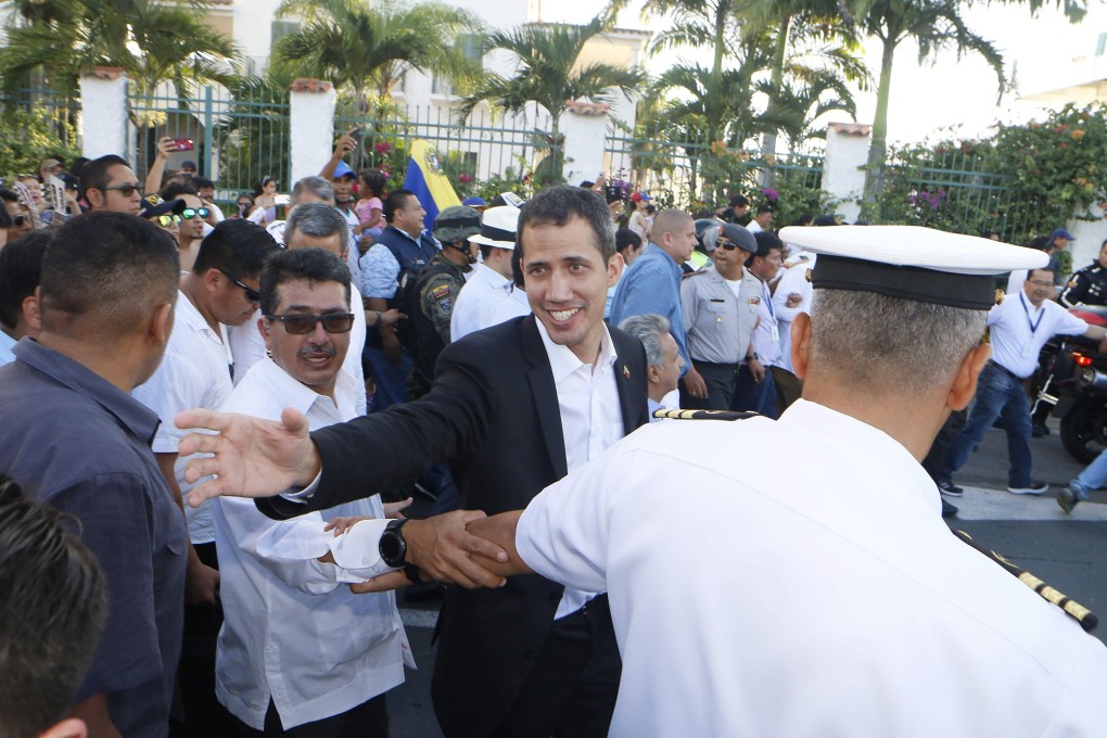 Venezuela’s opposition leader Juan Guaido in Salinas, Ecuador on Saturday. Photo: TNS