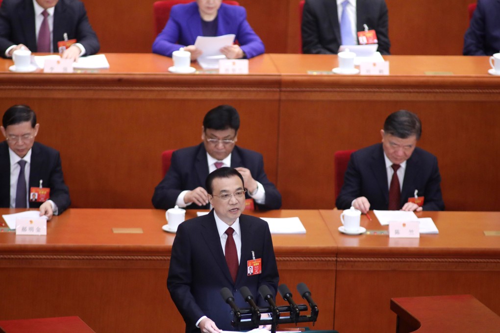 Premier Li Keqiang delivering his government work report as the 13th National People’s Congress opens in the Great Hall of the People in Beijing. Photo: Simon Song
