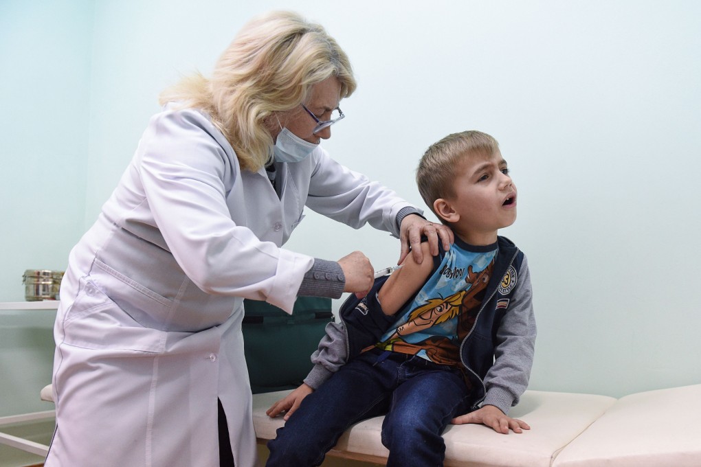 A nurse administers a measles vaccine to a boy in Lapaivka village near the western Ukrainian city of Lviv on February 21. Photo: AFP