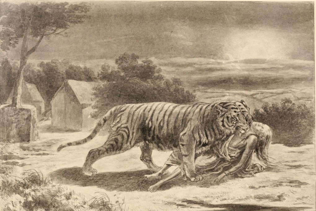 Undated vintage artwork of the Champawat tiger.