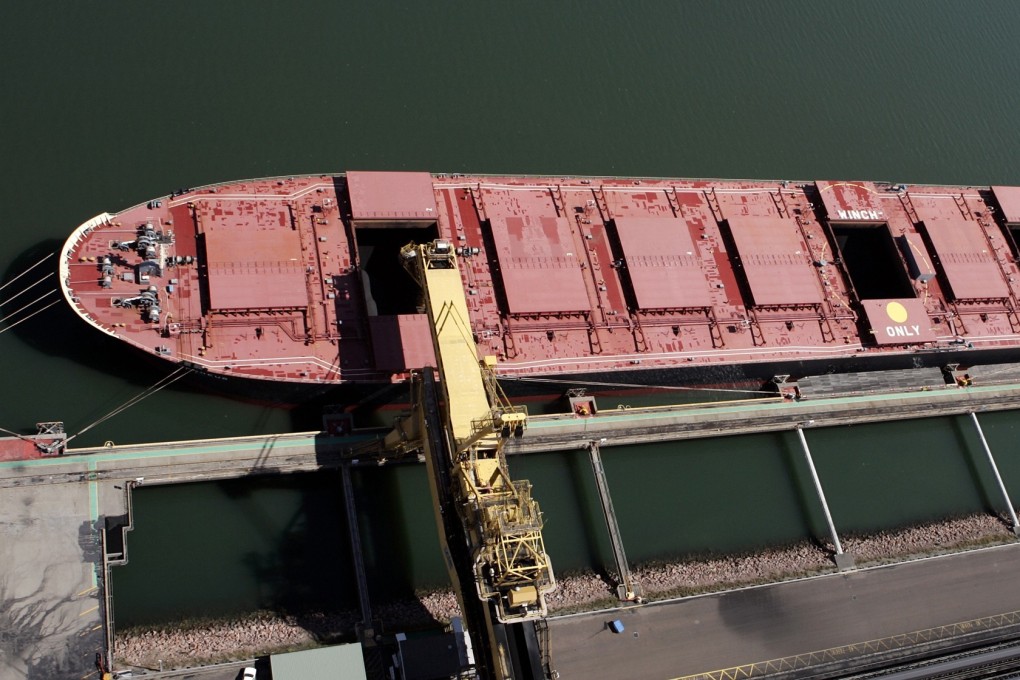 A coal ship waits to be loaded at the world's biggest coal export terminal in Newcastle, Australia. Photo: Reuters