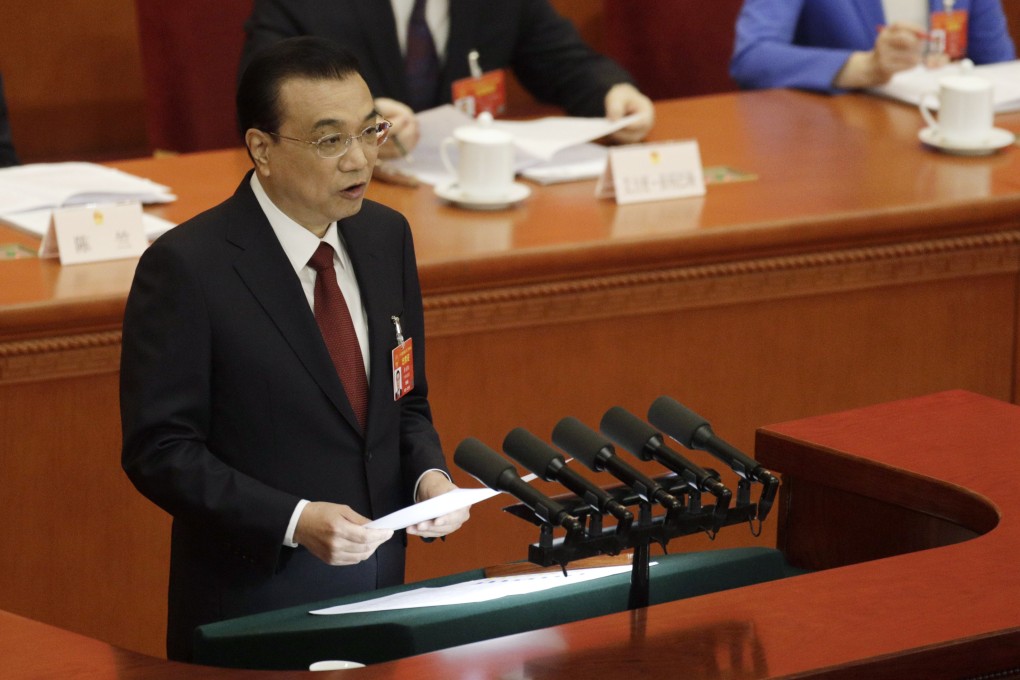 Li Keqiang, China's premier, speaks during the 13th National People's Congress at the Great Hall of the People in Beijing. Photo: Bloomberg