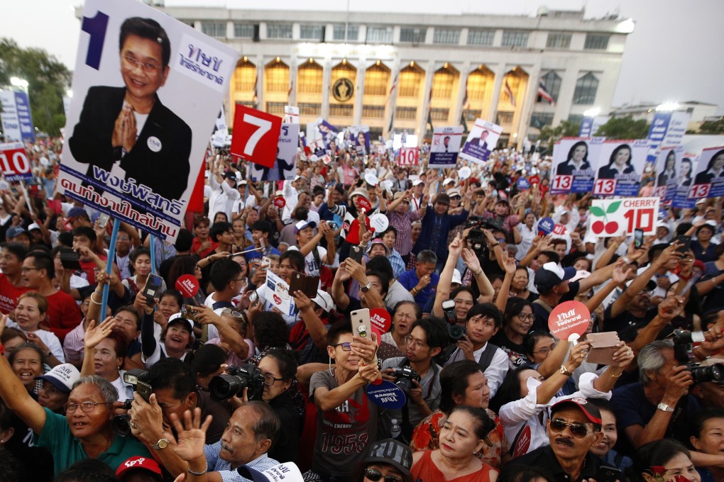 Supporters of the Thai Raksa Chart party in Bangkok. Photo: EPA