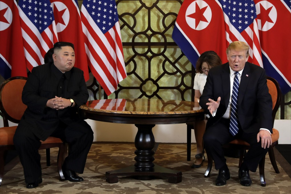 North Korean leader Kim Jong-un and US President Donald Trump in Hanoi, Vietnam, last month. Photo: AP