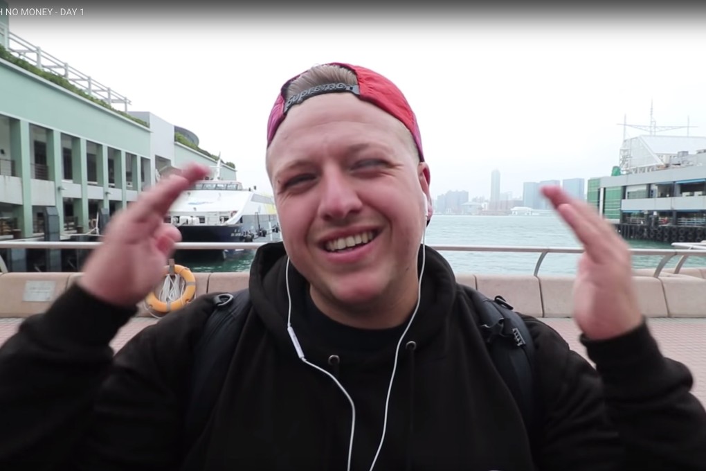 YouTuber Simon Wilson, who posted videos claiming to show he travelled around Hong Kong with no money for three days. Photo: YouTube/Simon Wilson