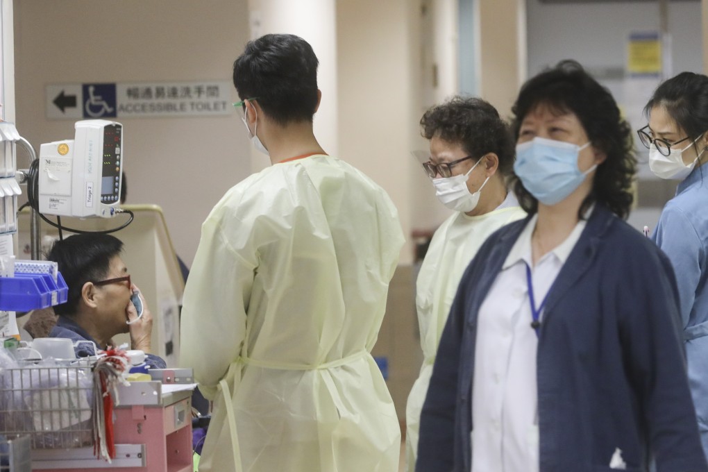 Medical workers at Kwong Wah Hospital. Union officials representing the city’s 25,000 public hospital support staff are considering a pay rise offer of 8 per cent. Photo: Sam Tsang