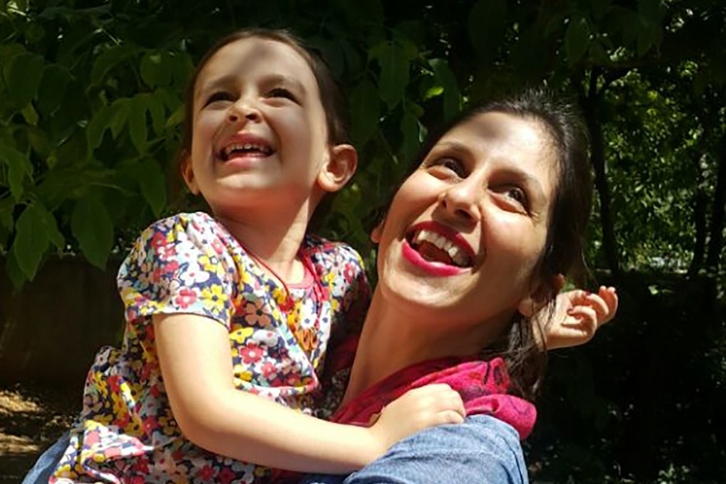 Nazanin Zaghari-Ratcliffe embraces her daughter Gabriella in Iran following her release from prison for three days in 2018. File photo: AFP