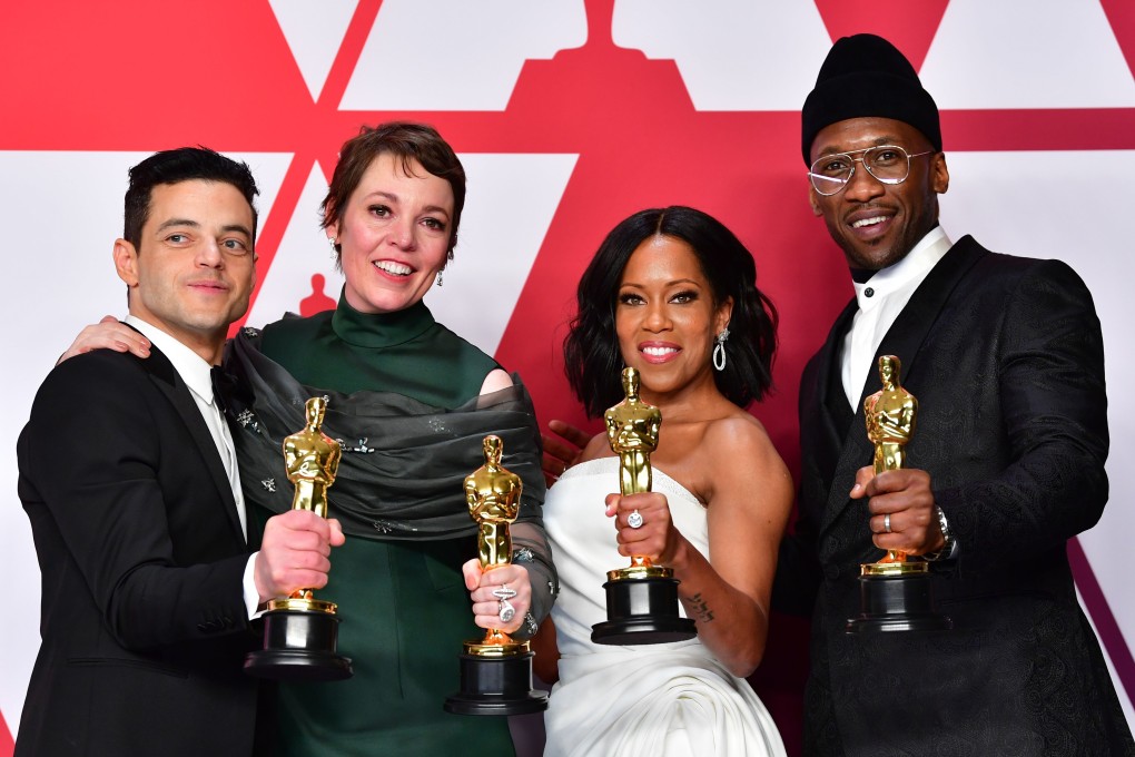 Oscar award winners Rami Malek (best actor), Olivia Colman (best actress), Regina King (best supporting actress) and Mahershala Ali (best supporting actor) pose with their statuettes during the 91st Annual Academy Awards in Hollywood, California, on February 25. The Oscar’s award line-up has grown more diverse over the years. Photo: AFP