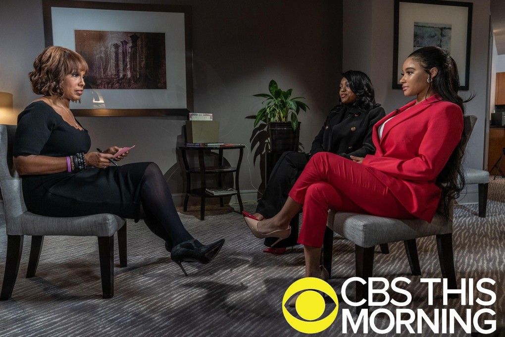 CBS News' Gayle King, left, sits down with R. Kelly's live-in girlfriends Azriel Clary, centre, and Joycelyn Savage. Photo: CBS/TNS