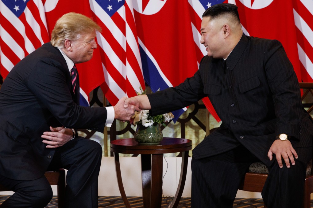U.S. President Donald Trump shakes hands with North Korean leader Kim Jong Un, Wednesday, Feb. 27, 2019, in Hanoi. (AP Photo/ Evan Vucci)