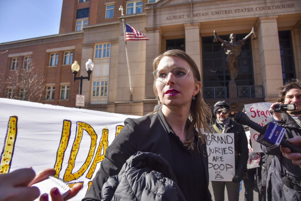 Chelsea Manning outside the US District Courthouse in Alexandria, Virginia on Tuesday. Photo: Jahi Chikwendiu/Washington Post