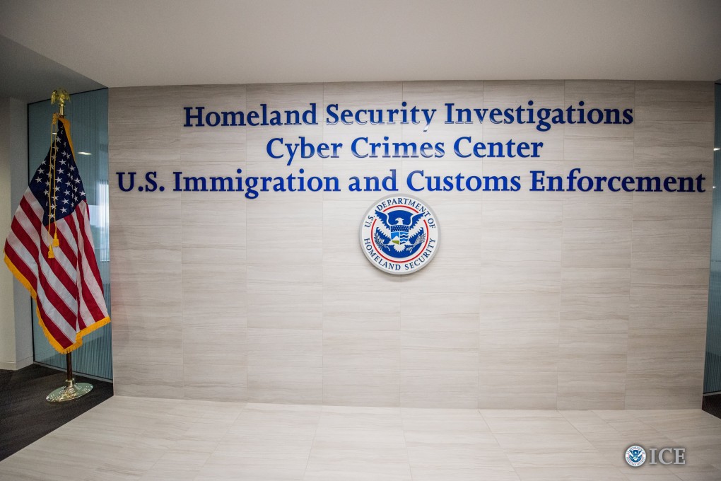 The entrance to the Immigration and Customs Enforcement (ICE) Cyber Crimes Centre at the Department of Homeland Security building in Fairfax, Virginia. File photo: Reuters