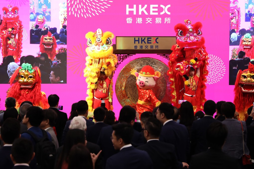 A ceremony at the Hong Kong Exchanges and Clearing Limited (HKEX) to usher in the first trading day of the Lunar New Year on February 8, 2019. Photo: Xinhua