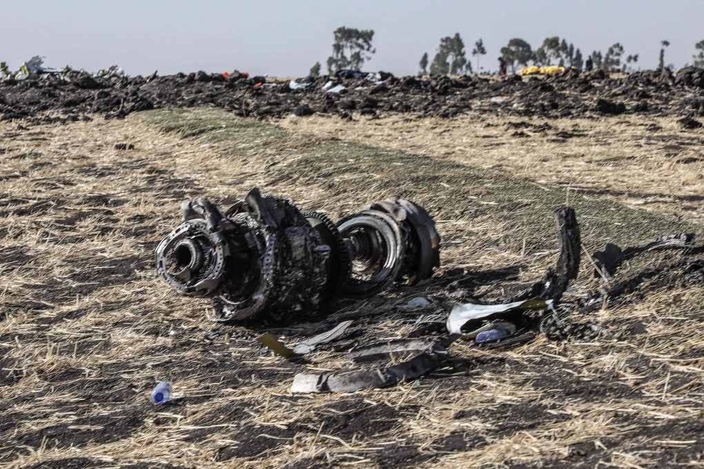 Debris of the crashed Ethiopian Airlines aeroplane. Photo: AFP