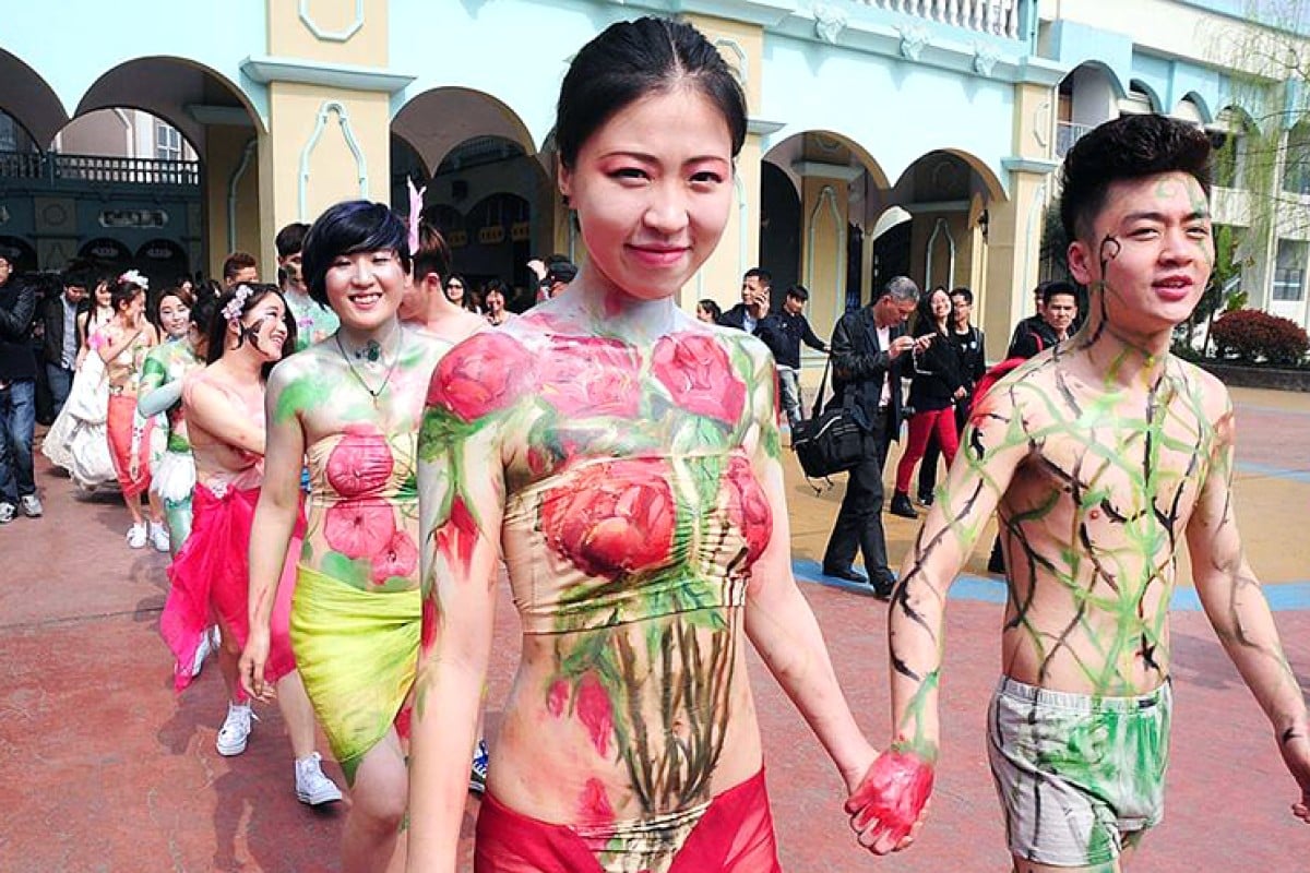 undresed  dressed asian group nude 