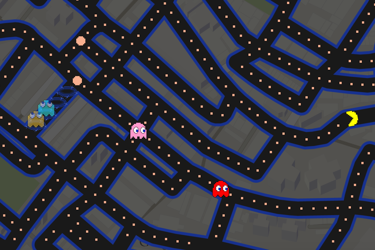 Play Pacman Game by Google - elgooG