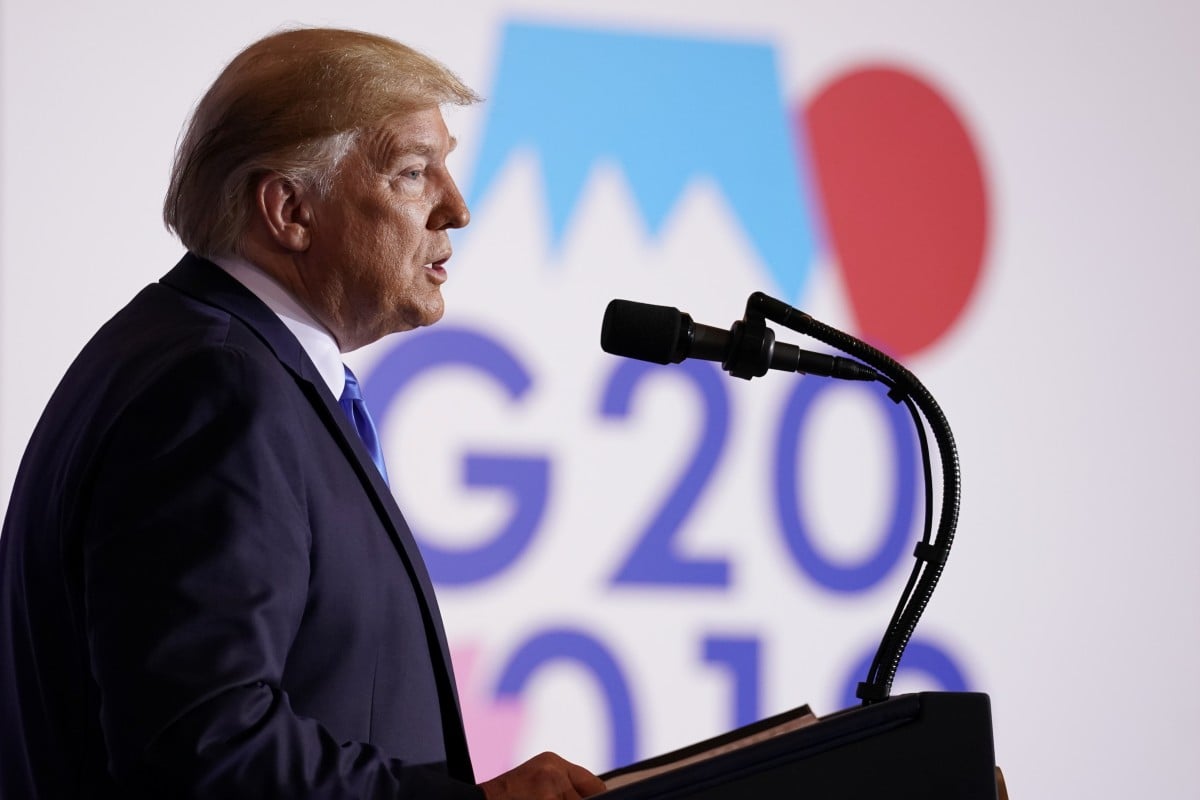 US President Donald Trump at the G20 summit in Osaka, Japan.
