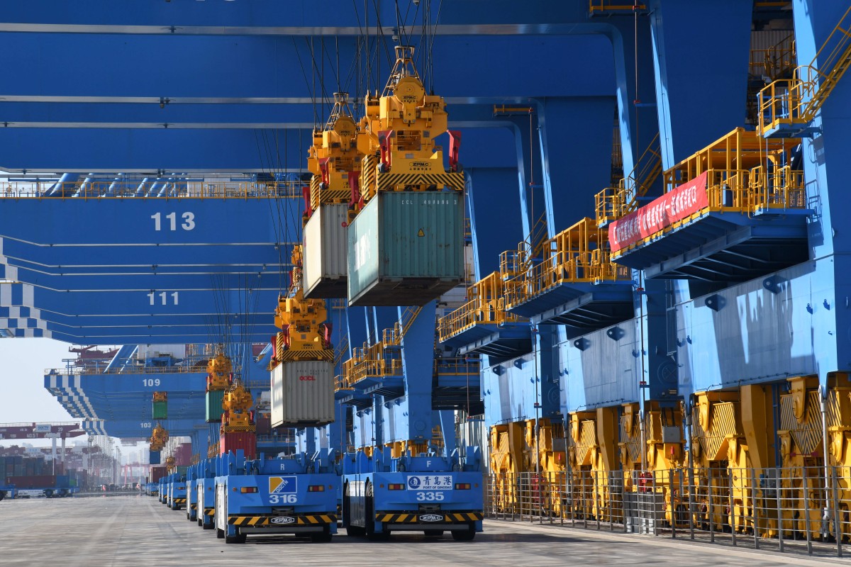 The automatic dock of the Qingdao port in Qingdao, east China’s Shandong Province. Photo: Xinhua