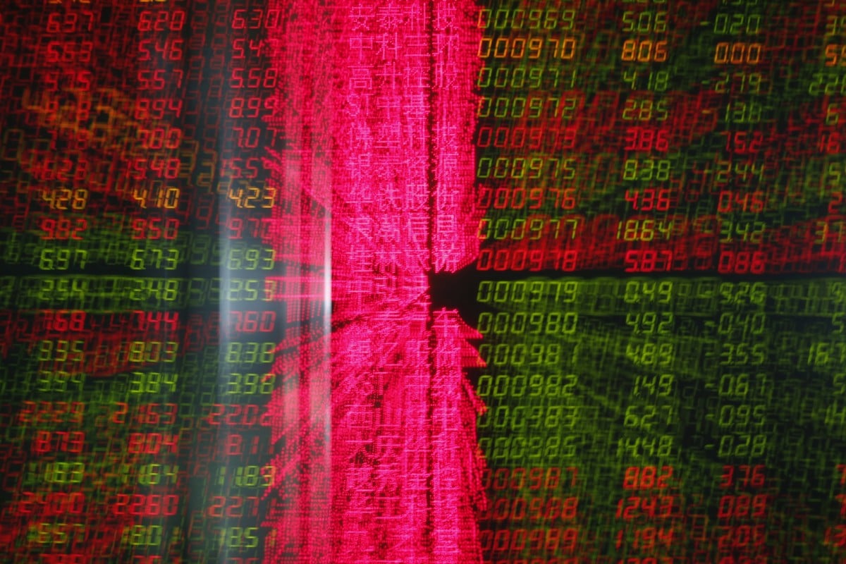 An electronic board shows stock prices at a securities brokerage house in Beijing. Photo: EPA-EFE