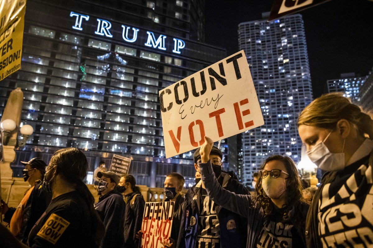 Protesters march in Chicago to demand that every vote be counted. Photo: AP