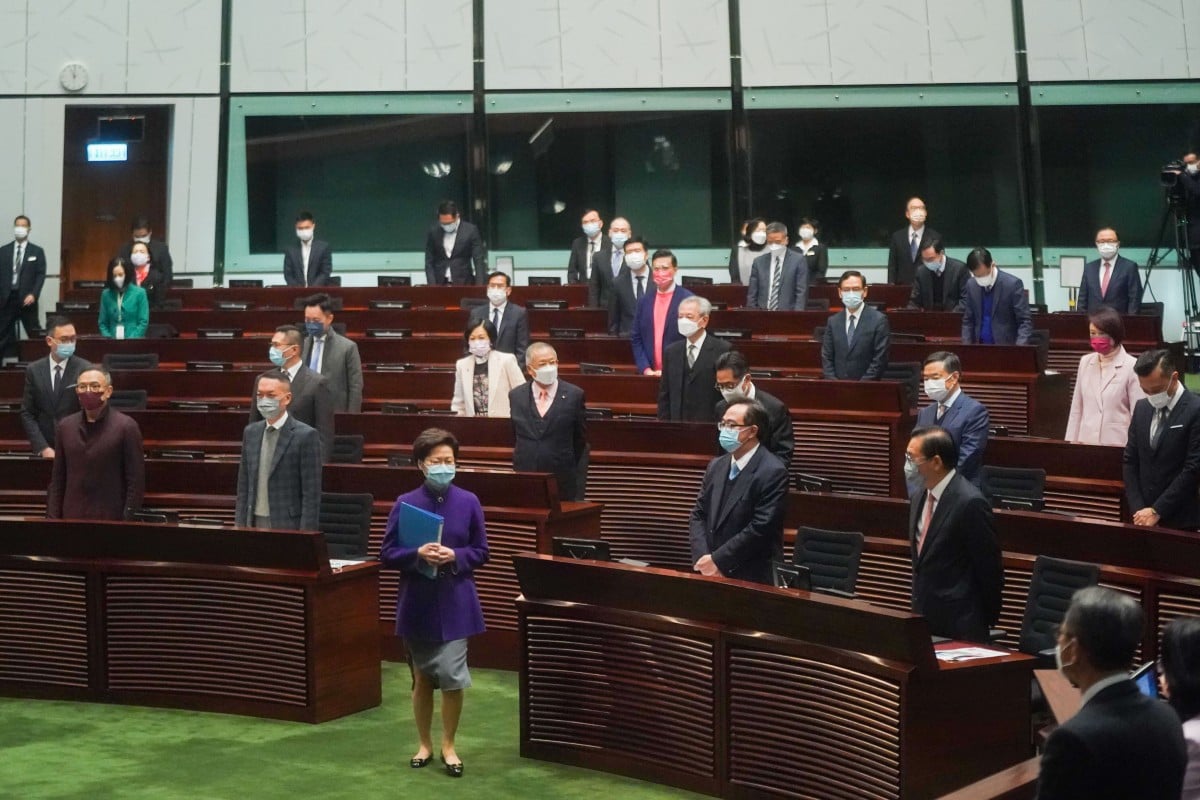 Carrie Lam enters the chamber to open the new Legco term. Photo: Sam Tsang