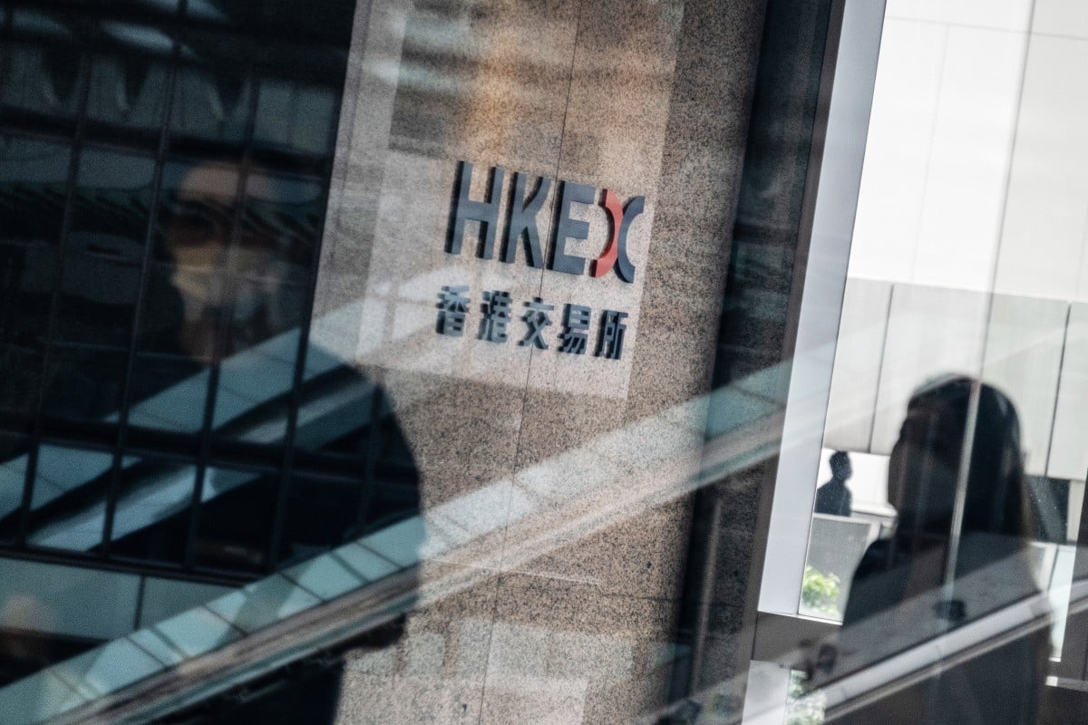 The Hong Kong Exchanges and Clearing Ltd. (HKEX) signage at the Exchange Square complex in Hong Kong. Photo: Bloomberg