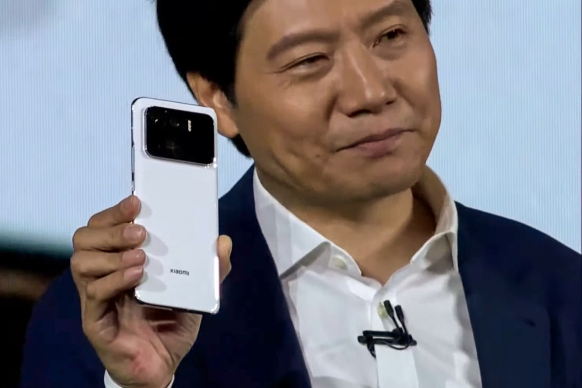 Xiaomi Corp chief executive Lei Jun presents the company’s latest flagship smartphone, the 11Ultra, at its product launch in Beijing on March 29, 2021. Photo: Handout