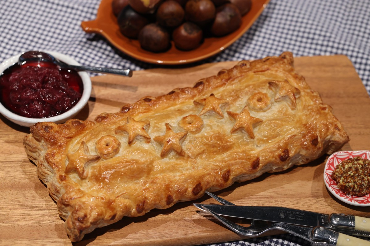 Pork pie with chestnuts and Chinese sausage. Made with puff pastry, it is delicate and light enough to be a starter to a holiday meal or make a contribution to a holiday buffet. Photo: SCMP/May Tse