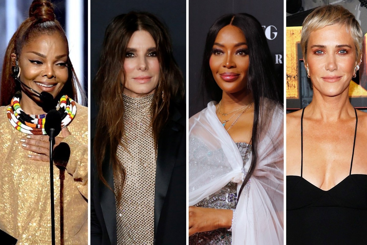 Janet Jackson, Sandra Bullock, Naomi Campbell and Kristen Wiig all became mothers later in life. Photos: @bbmas/Instagram, Reuters, AP,  AFP