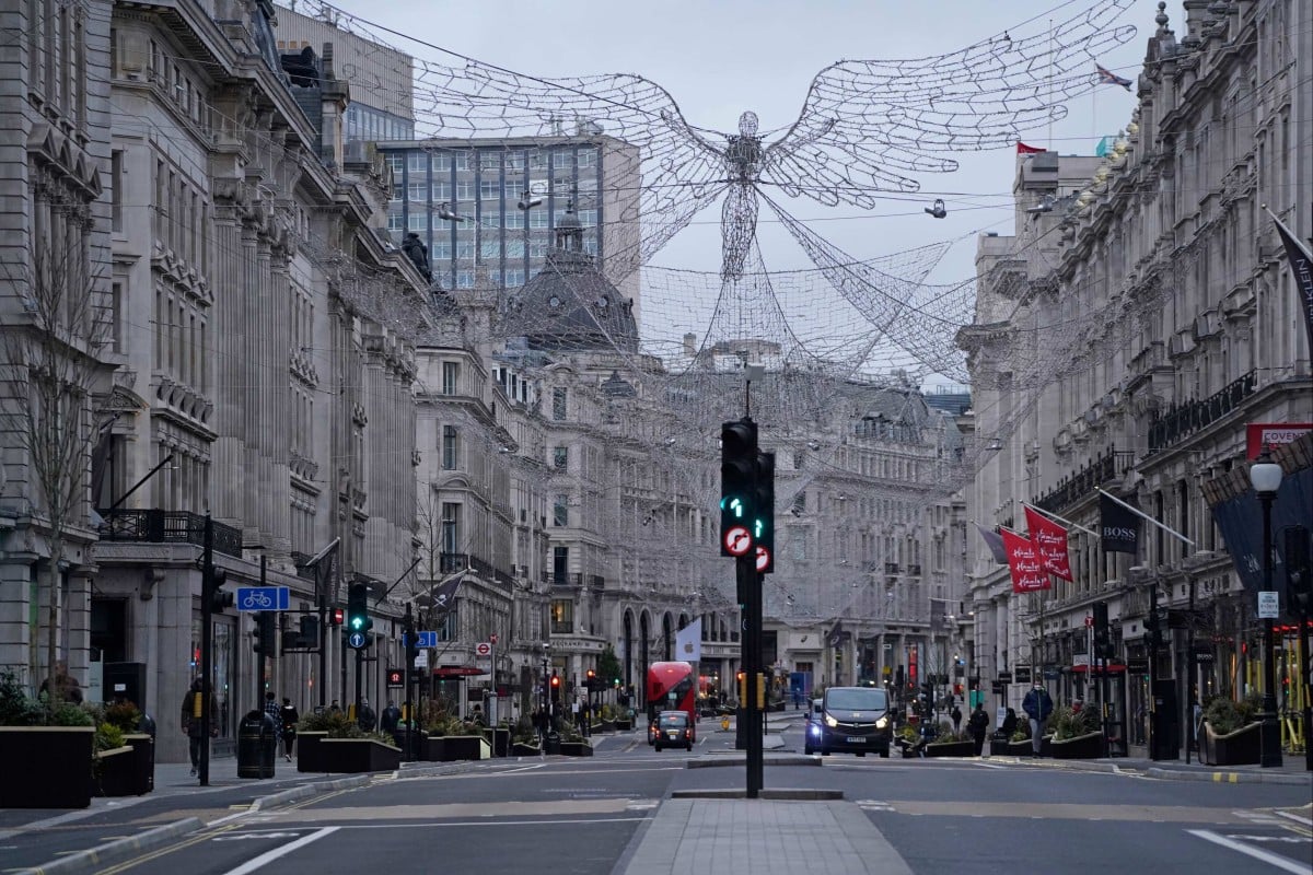 A near-deserted Regent Street is pictured in London on Boxing Day, December 26. Photo: AFP