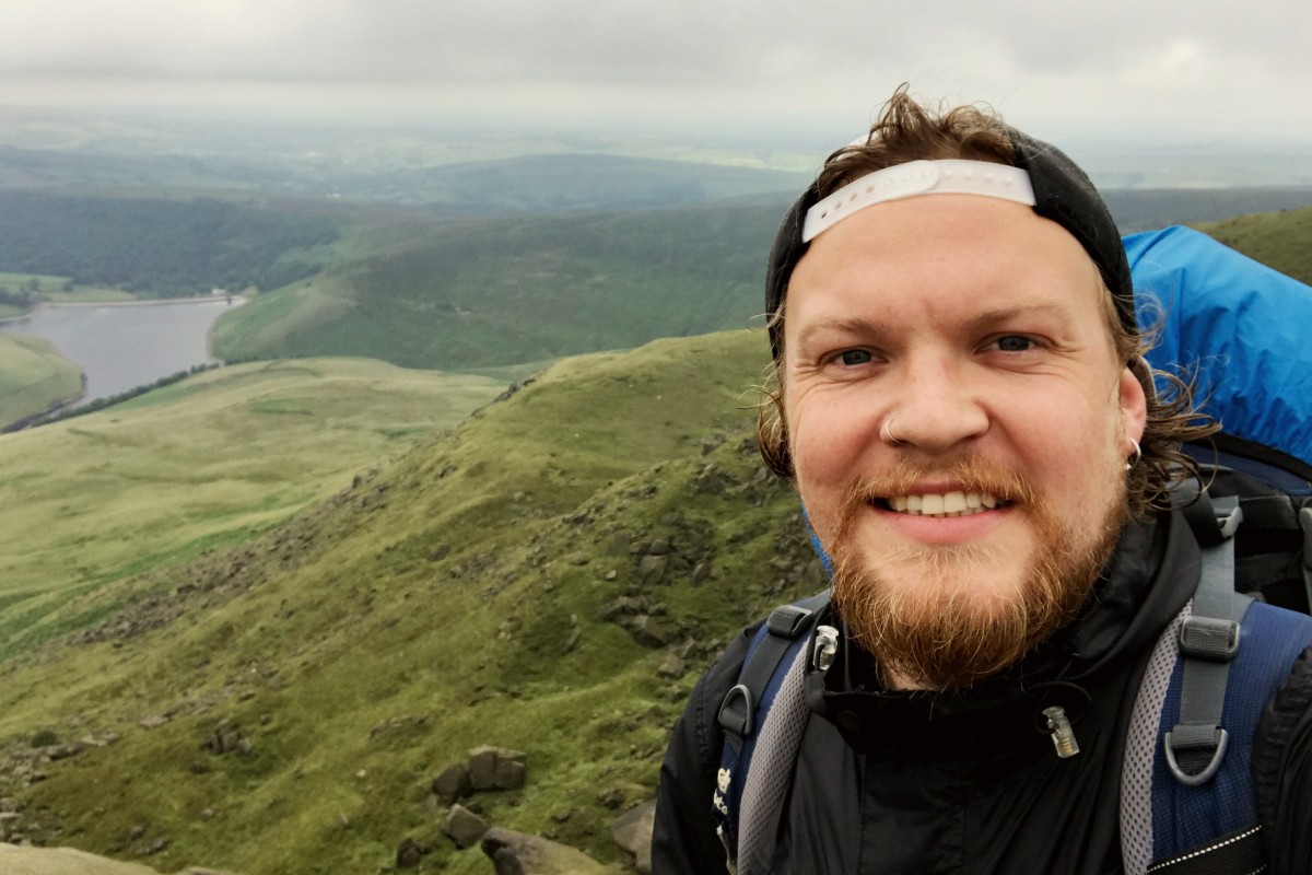 Jake Tyler on the Pennine Way in the English Peak District during his 4,800km circumnavigation of Britain. He finds being in nature relaxing. Photo: courtesy Jake Tyler