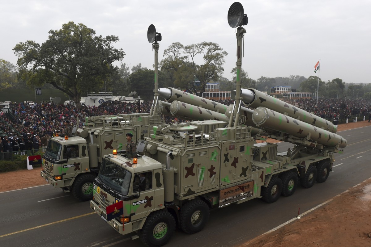 The BrahMos weapon system on show in New Delhi in January 2015. Photo: AFP