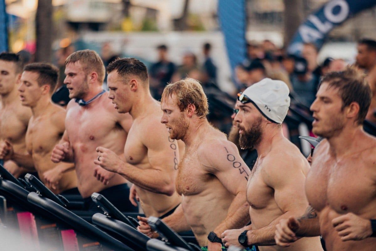 Crossfitter Patrick Vellner (centre) maintains a lead from day one at the Wodapalooza in Miami. Photo: Wodapalooza website