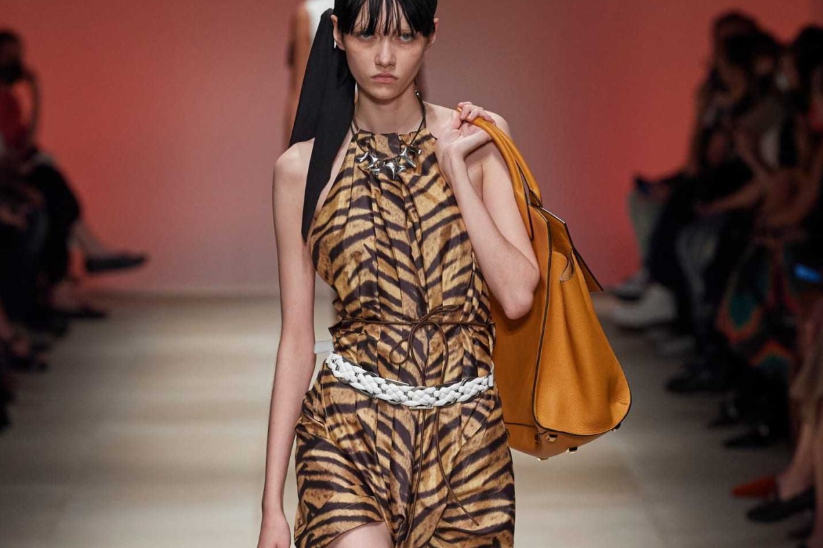 A tiger stripe look from Salvatore Ferragamo’s spring/summer 2022 collection. The luxury brand is one of many to embrace animal prints this year.