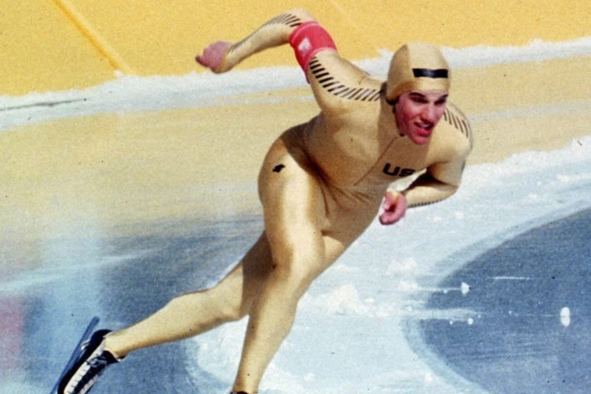 US skater Eric Heiden in action in the 1,500m event at the 1980 Lake Placid Winter Olympics. Photo: AP