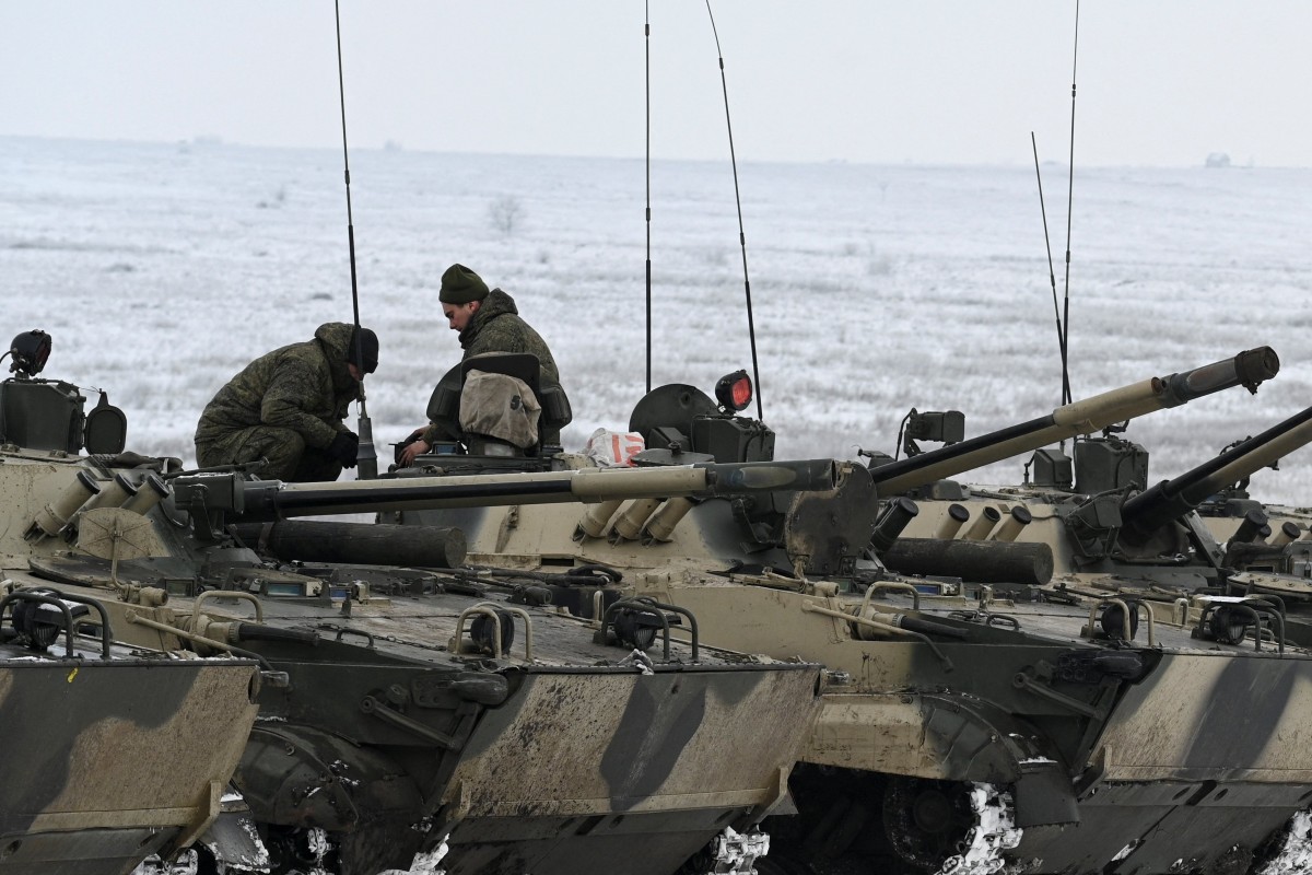 Russian BMP-3 infantry fighting vehicles during drills in the Rostov region, Russia. Photo: Reuters
