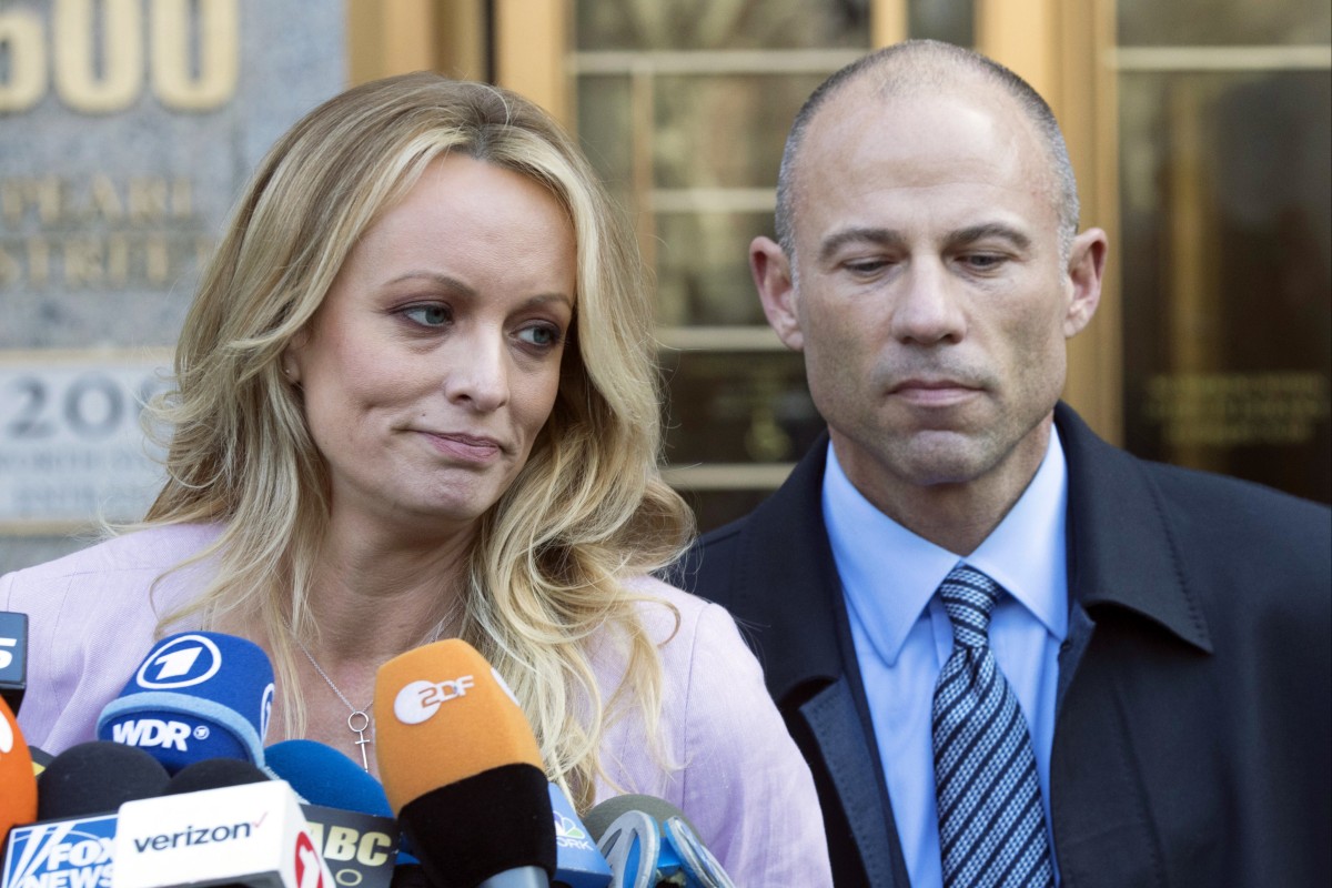 Adult film actress Stormy Daniels and her lawyer Michael Avenatti in New York in 2018. Photo: AP 