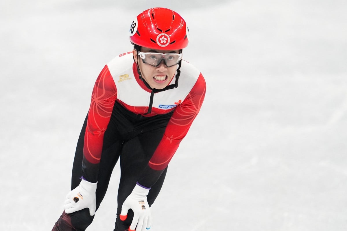 Hong Kong short-track speed skater Sidney Chu in the men’s 500m heats at the Beijing Winter Olympic Games at the Capital Indoor Stadium. Photo: Reuters   