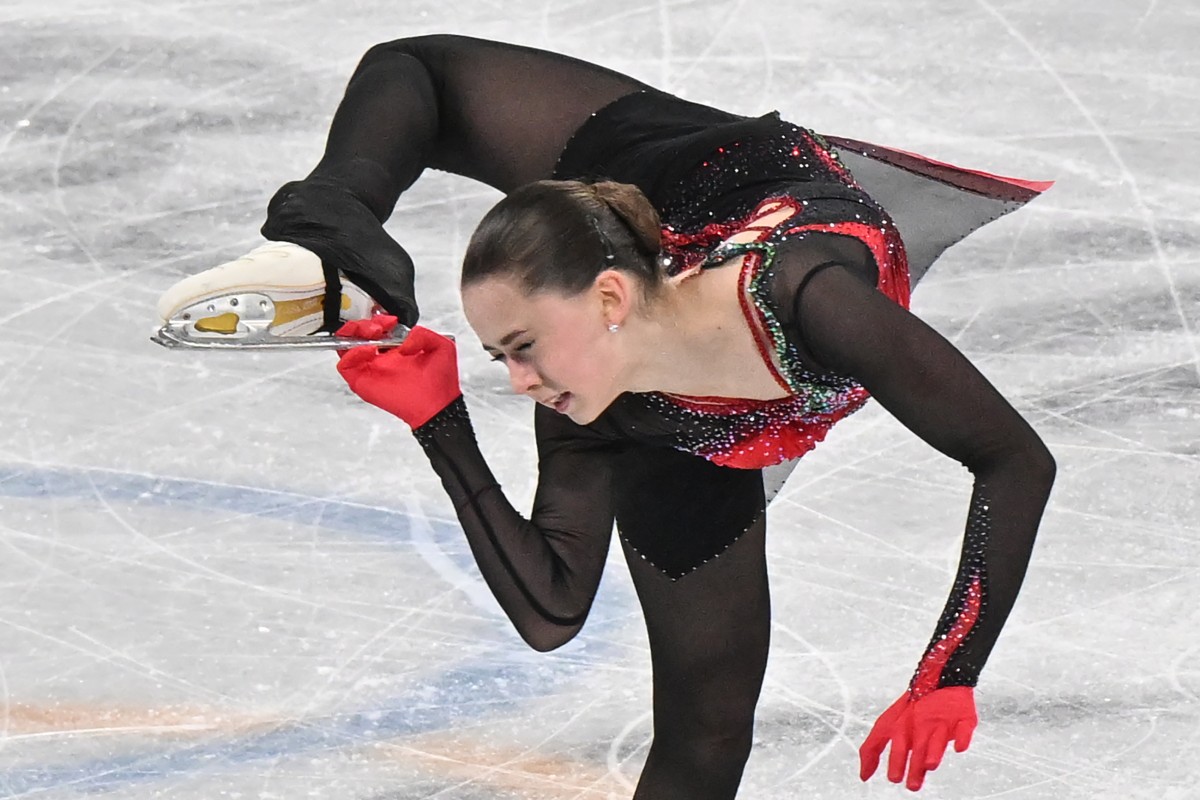 1Kamila Valieva performs her routine in the women’s figure skating event at the Beijing Winter Olympics on Thursday. Photo: DPA