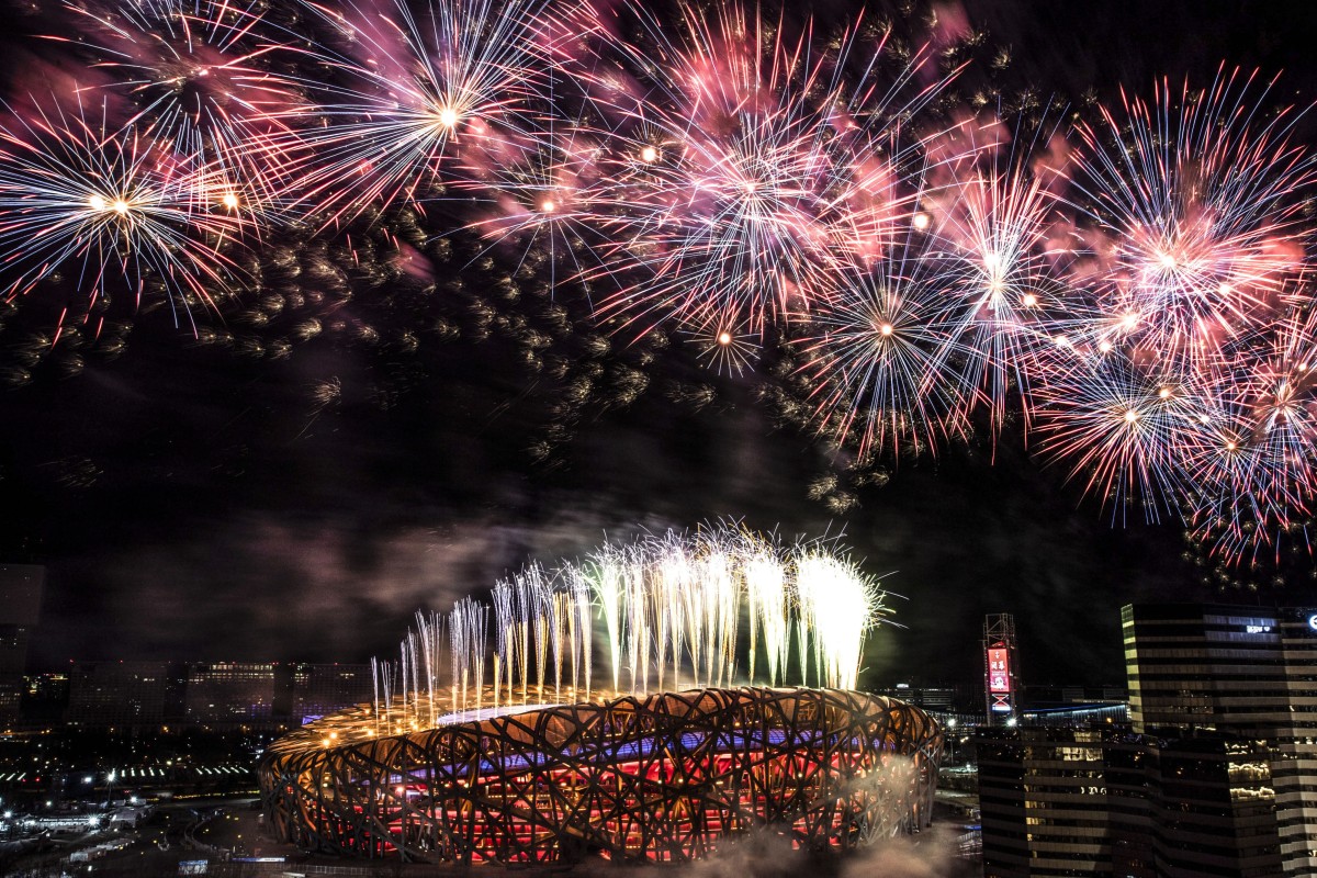 Fireworks illuminate the night sky above the National Stadium during the closing ceremony of the 24th Winter Olympic Games in Beijing. Photo: Xinhua