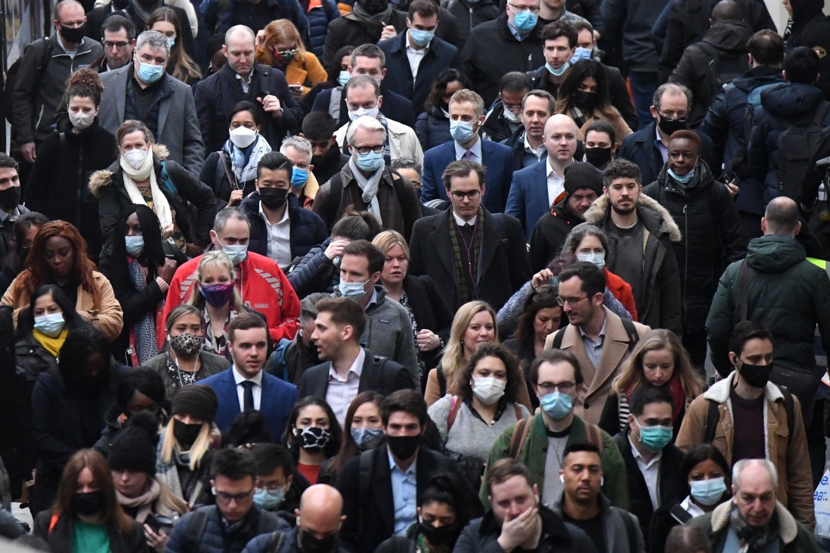 Commuters in London. Britain this week announced it would scrap all remaining Covid-19 restrictions, including the requirement for people with the illness to self-isolate. Photo: EPA