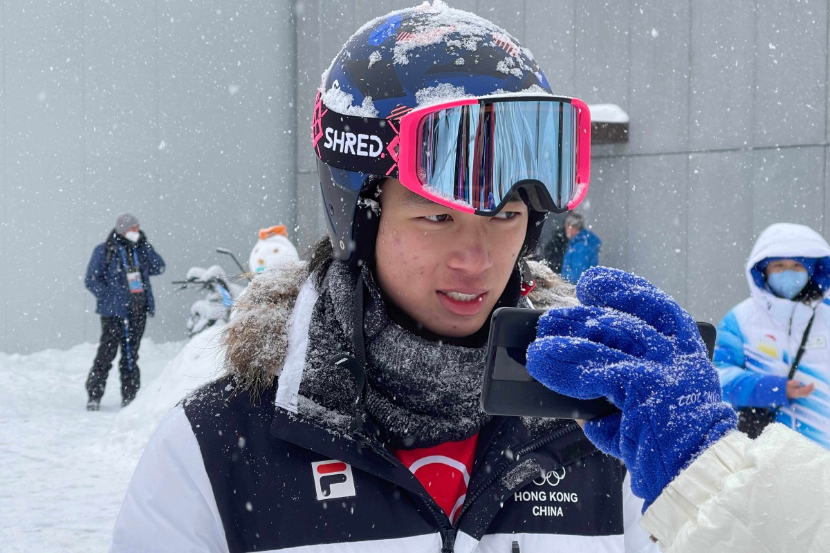 Hong Kong Alpine skier Adrian Yung Hau-tsuen after his men’s giant slalom event at the Beijing Winter Olympic Games at the Yanqing National Alpine Skiing Centre. Photo: SF&OC