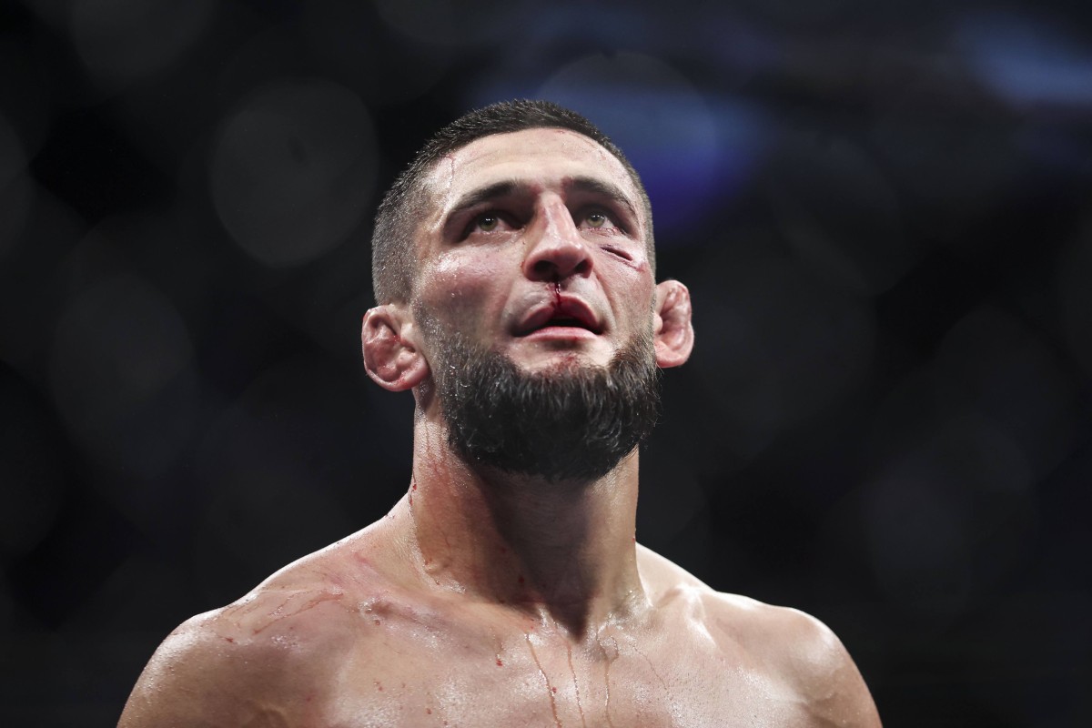 Khamzat Chimaev looks on after his welterweight fight against Gilbert Burns at UFC 273. Photo: James Gilbert/Getty Images/AFP