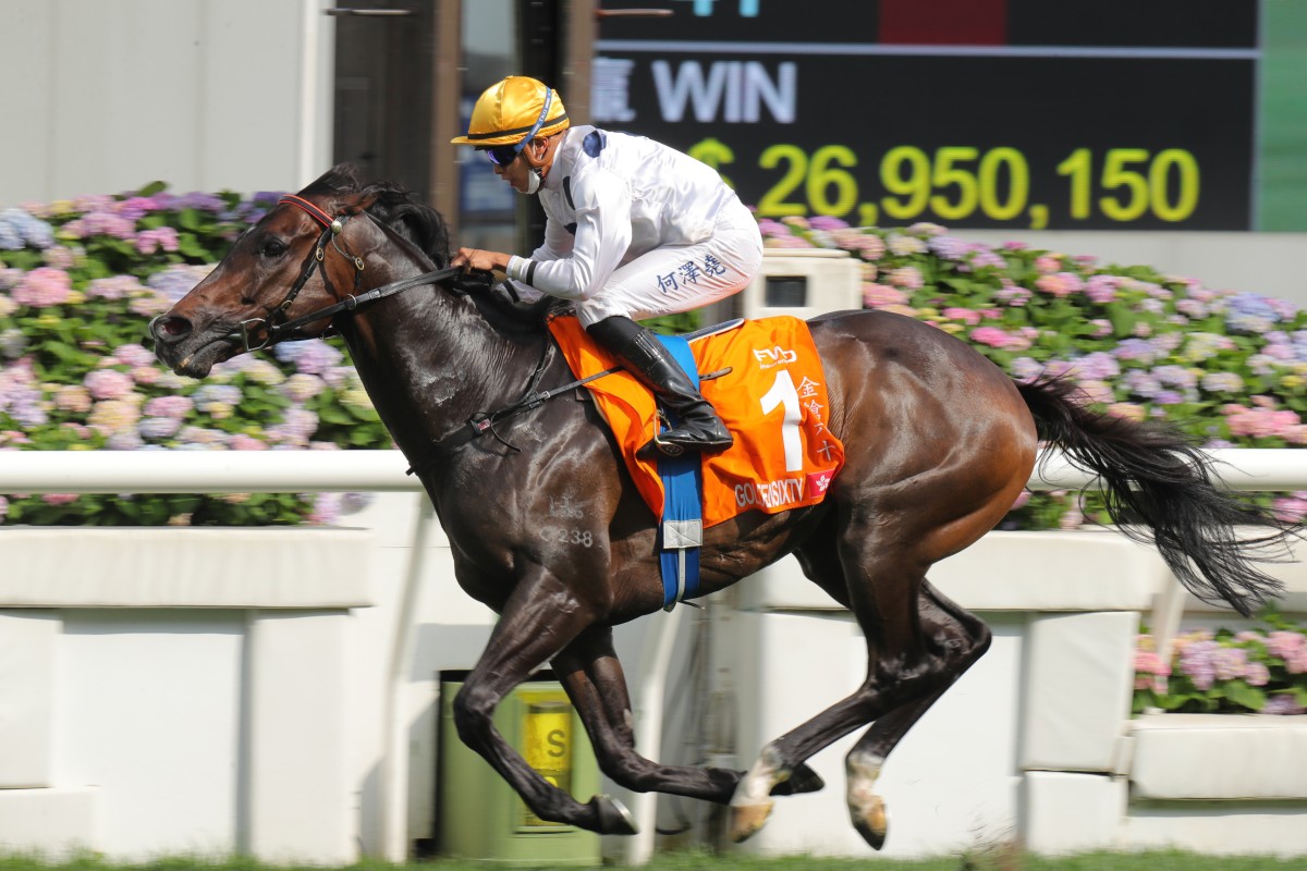 Golden Sixty wins the Champions Mile under Vincent Ho. Photos: Kenneth Chan