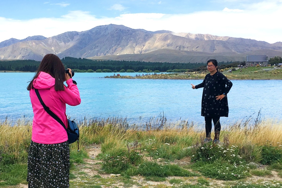 Chinese tourists at Lake Tekapo, in the South Island of New Zealand. File photo: SCMP