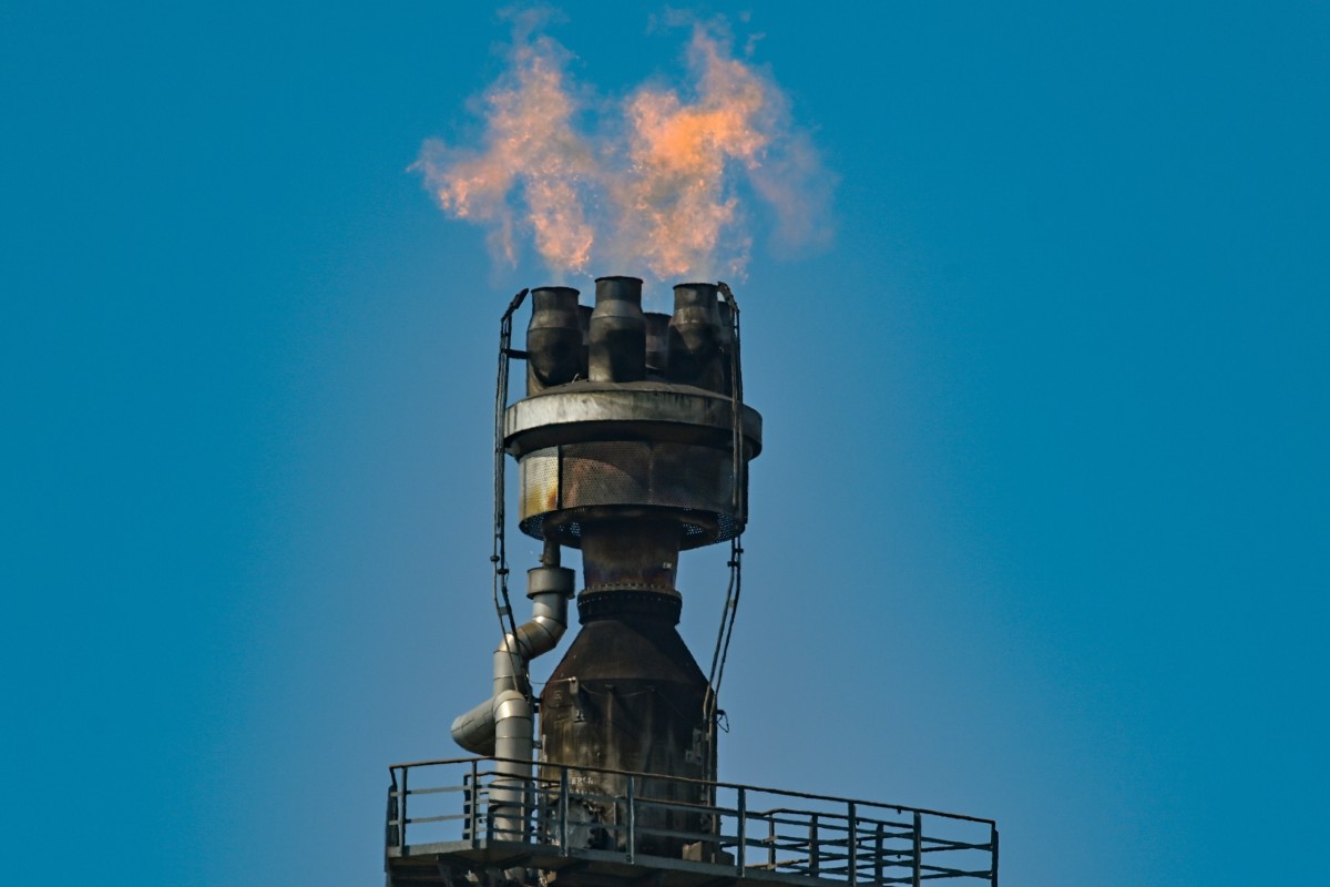 Surplus gas burns off at the PCK Petroleum Refinery in Schwedt, Germany, on Monday. Russia’s decision to cut off gas deliveries to Poland and Bulgaria has heightened the urgency for EU countries to find new supplies while also greatly reducing their gas use. Photo: DPA