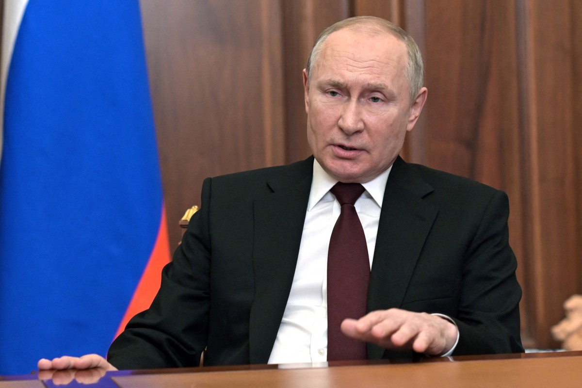 Russian President Vladimir Putin speaks during his address to the nation at the Kremlin in Moscow on February 21. It has taken more than two months of humiliating setbacks for Putin’s Ukraine plan for the Russian leader’s Washington cheerleaders to cloak their admiration. Photo: TNS