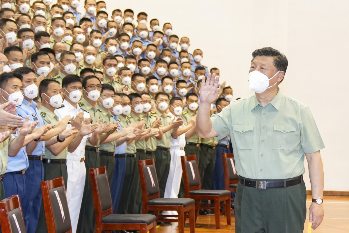 Chinese President Xi Jinping visits the People’s Liberation Army garrison in Hong Kong on Friday during his two-day tour to the city. Photo: Xinhua